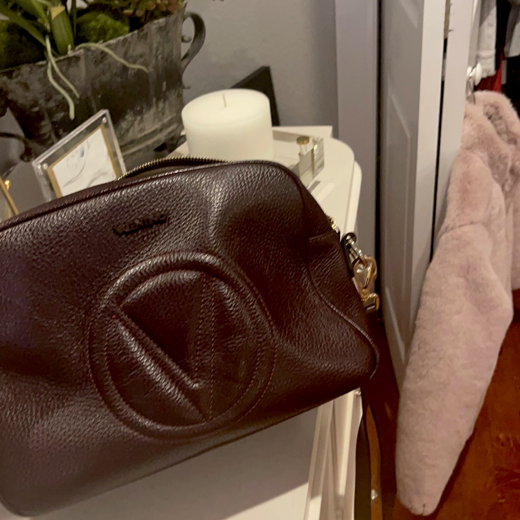 Deep Purple Authentic Valentino Crossbody Satchel With Adjustable Strap